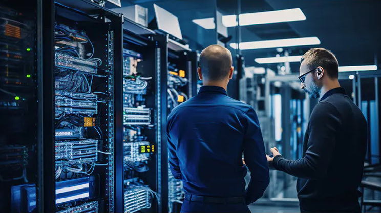 Monteurs bij Server ruimte