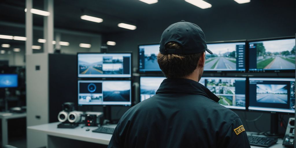 Technician inspecting security system for regular maintenance and safety.