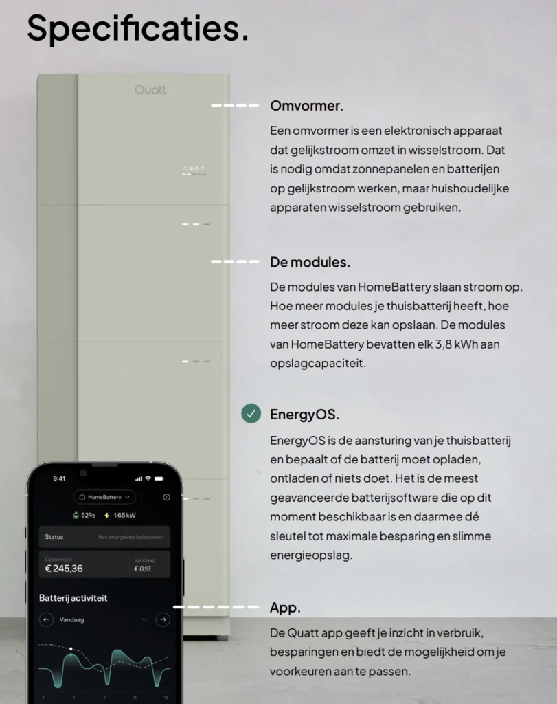 Thuisbatterij opbrengsten app